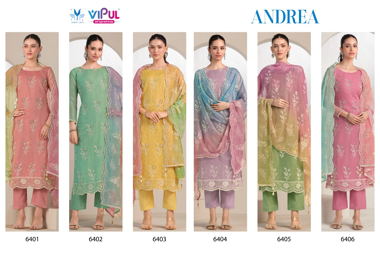 Andera Vipul Organza Pant Style Suits Supplier India