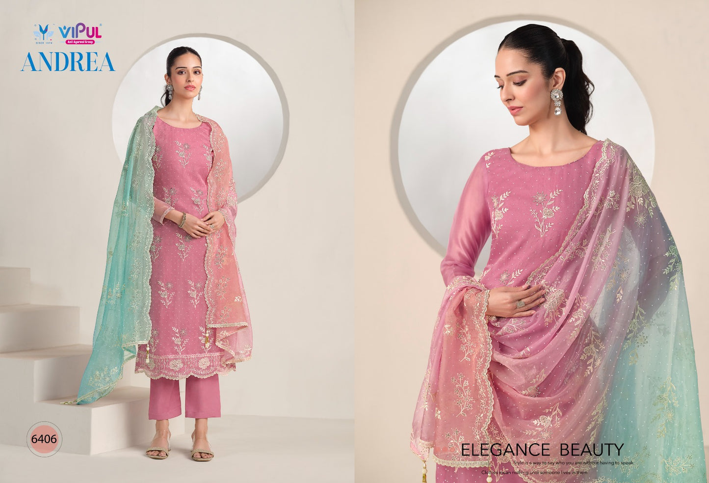 Andera Vipul Organza Pant Style Suits Supplier India