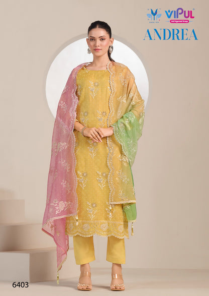 Andera Vipul Organza Pant Style Suits Supplier India