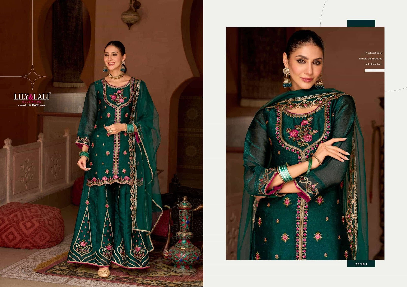 Andorra Lily Lali Silk Readymade Plazzo Style Suits Wholesale Price