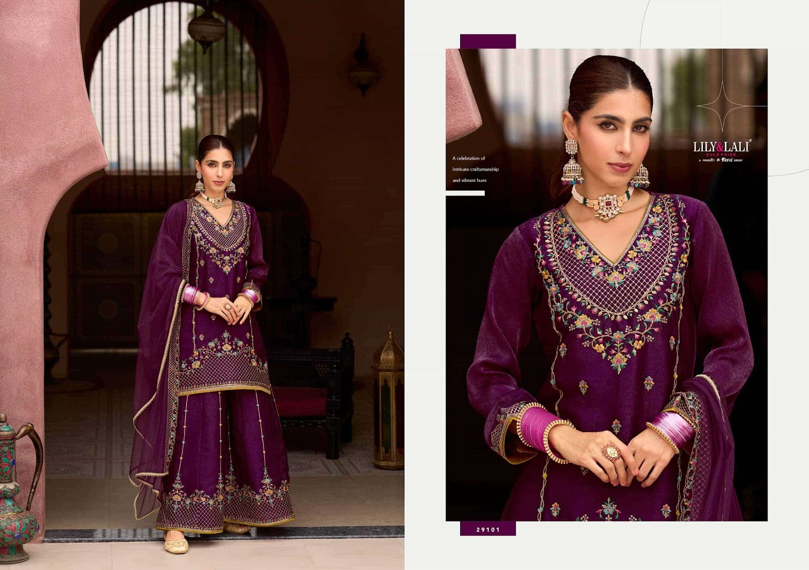 Andorra Lily Lali Silk Readymade Plazzo Style Suits Wholesale Price
