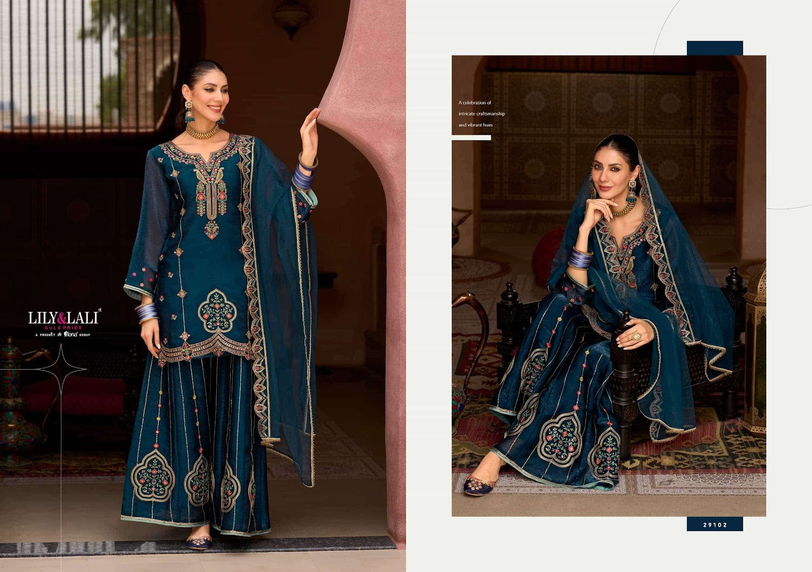 Andorra Lily Lali Silk Readymade Plazzo Style Suits Wholesale Price