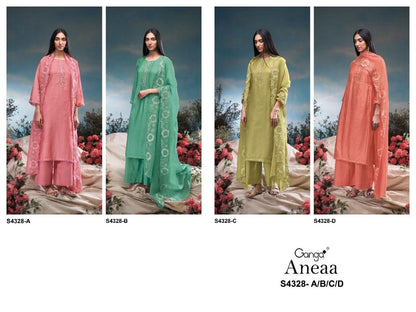 Aneaa 4328 Ganga Bemberg Silk Plazzo Style Suits Exporter