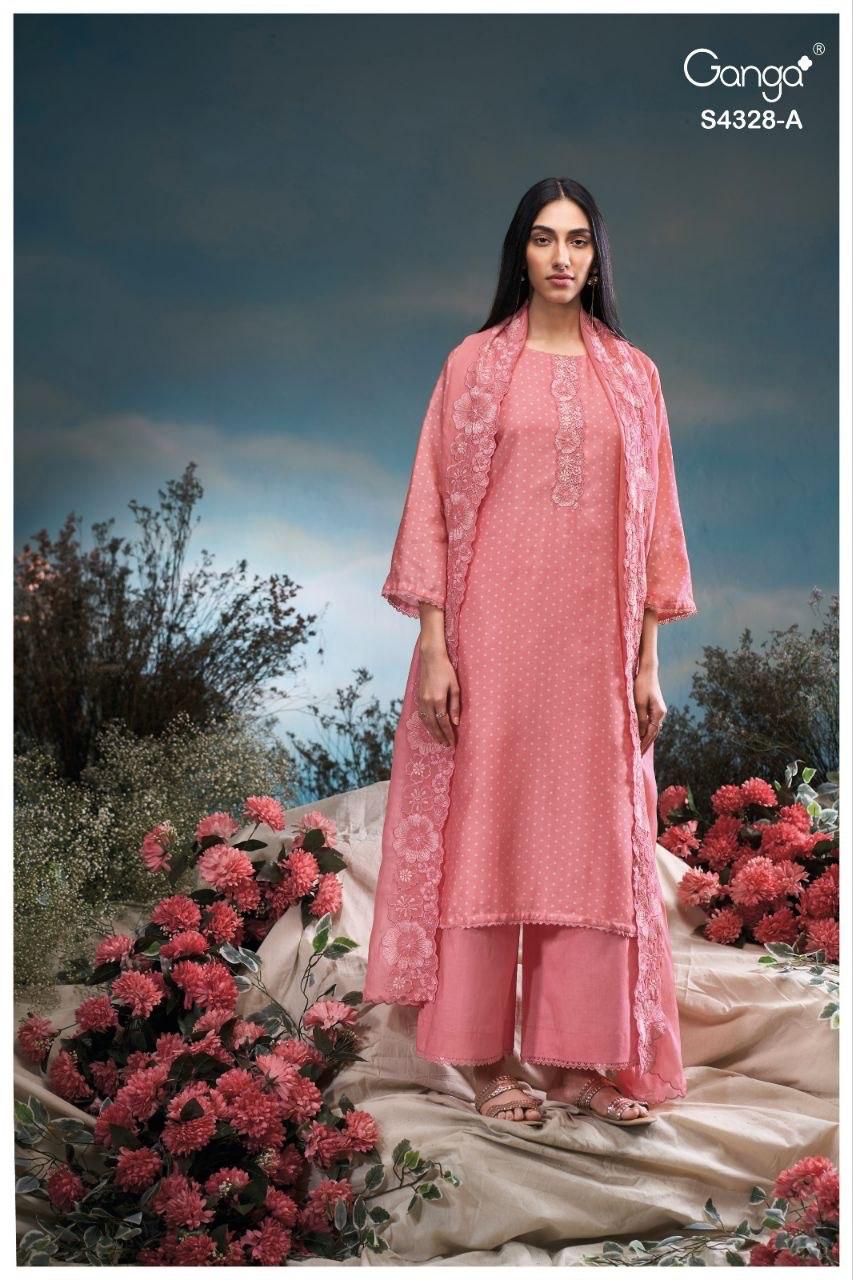 Aneaa 4328 Ganga Bemberg Silk Plazzo Style Suits Exporter