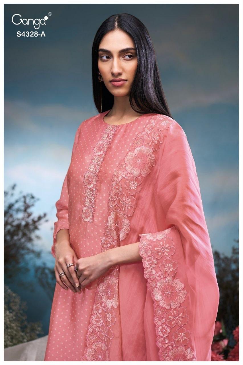 Aneaa 4328 Ganga Bemberg Silk Plazzo Style Suits Exporter