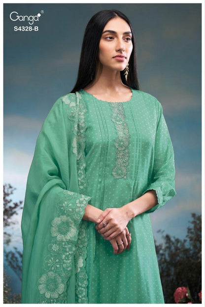 Aneaa 4328 Ganga Bemberg Silk Plazzo Style Suits Exporter