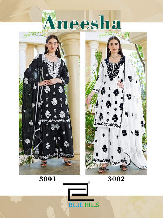 Aneesha Blue Hills Rayon 14Kg Readymade Plazzo Style Suits Wholesale Price