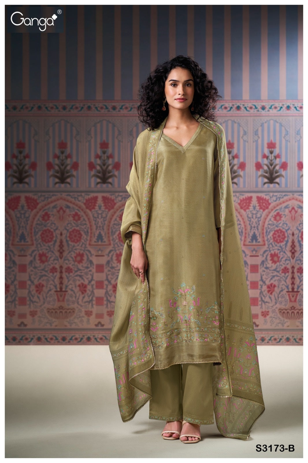 Aneeta 3173 Ganga Premium Bemberg Plazzo Style Suits Supplier Gujarat