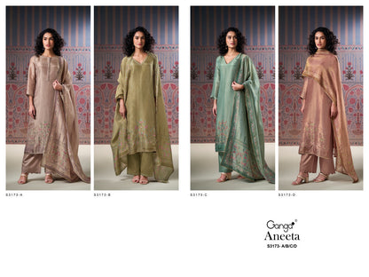 Aneeta 3173 Ganga Premium Bemberg Plazzo Style Suits Supplier Gujarat