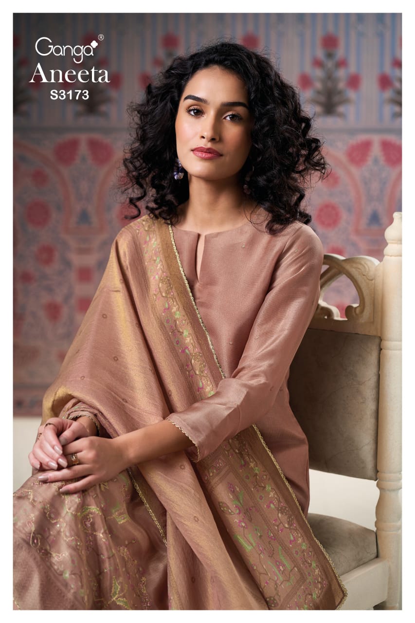 Aneeta 3173 Ganga Premium Bemberg Plazzo Style Suits Supplier Gujarat