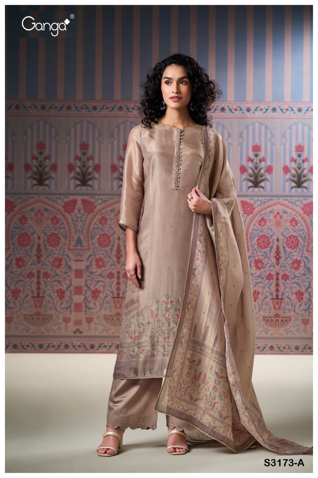 Aneeta 3173 Ganga Premium Bemberg Plazzo Style Suits Supplier Gujarat