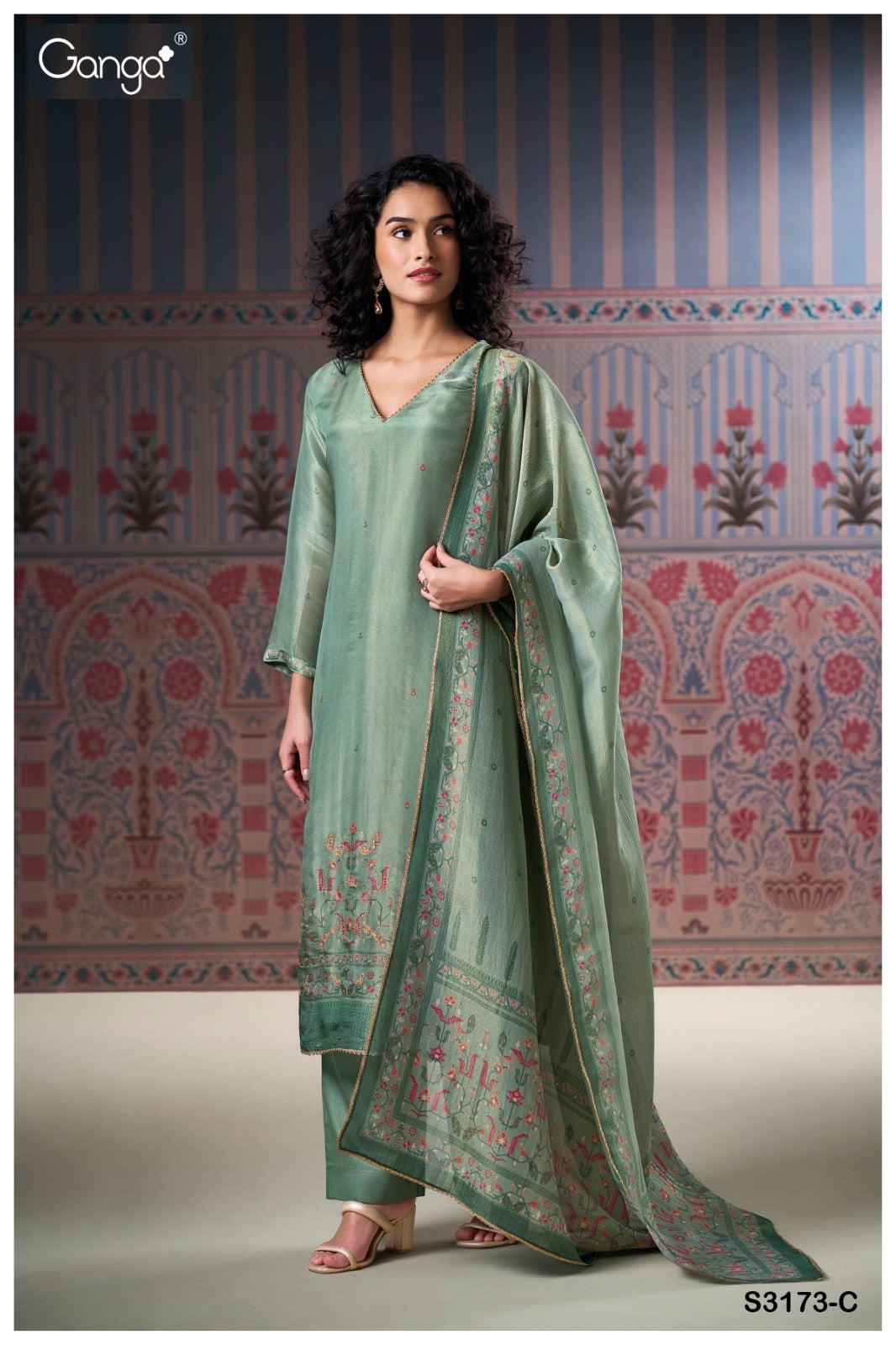 Aneeta 3173 Ganga Premium Bemberg Plazzo Style Suits Supplier Gujarat