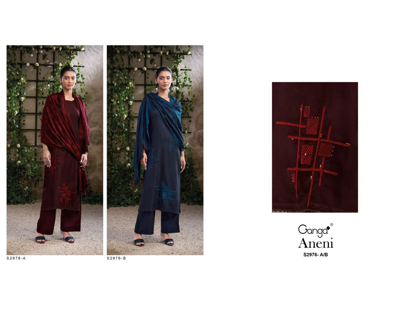 Aneni 2976 Ganga Pashmina Suits Exporter India