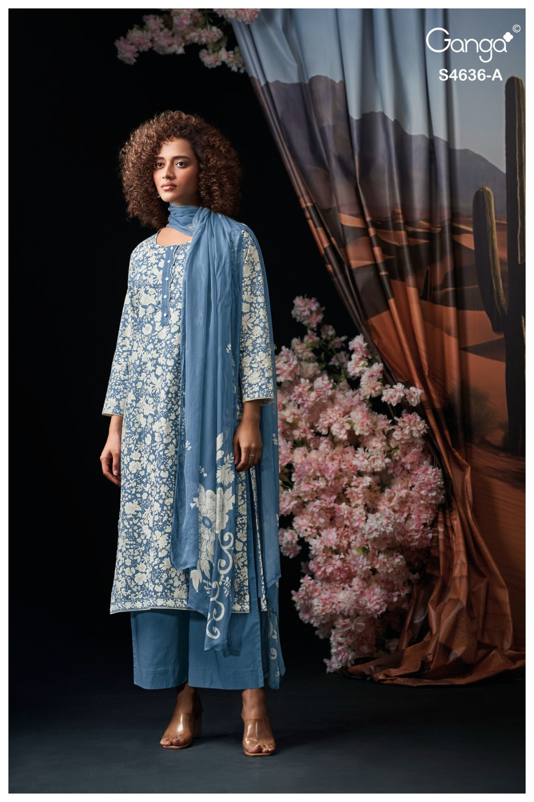 Anera 4636 Ganga Cotton Plazzo Style Suits Supplier Gujarat