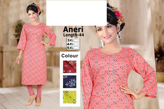 Aneri Plus Size Zoya Rayon Straight Cut Kurtis Wholesaler India