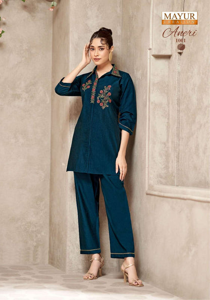 Aneri Vol 1 Mayur Creation Vetican Silk Co Ord Set Manufacturer Gujarat