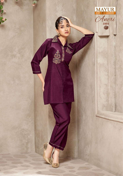 Aneri Vol 1 Mayur Creation Vetican Silk Co Ord Set Manufacturer Gujarat