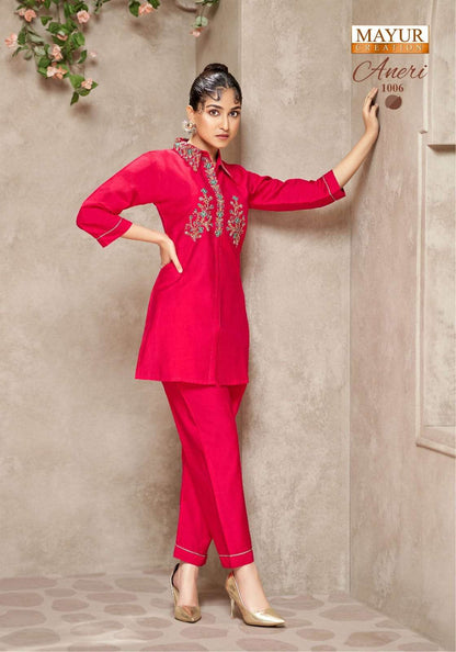 Aneri Vol 1 Mayur Creation Vetican Silk Co Ord Set Manufacturer Gujarat