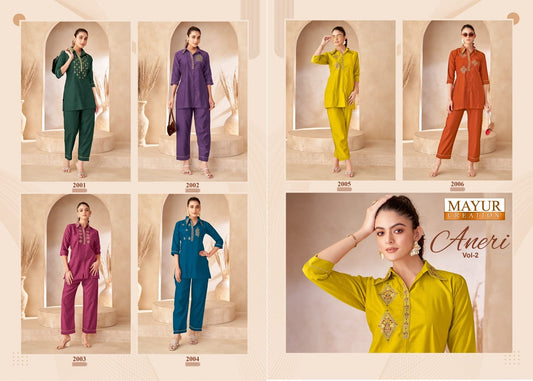 Aneri Vol 2 Mayur Creation Vetican Silk Co Ord Set Exporter India