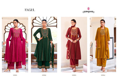 Angel Rangoon Rayon Readymade Plazzo Style Suits Wholesaler Ahmedabad