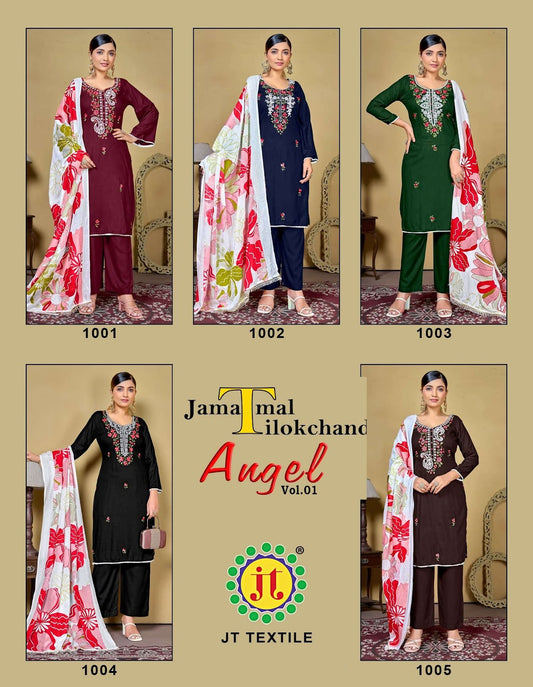 Angel Vol 1 Jt Rayon Pant Style Suits Wholesaler India