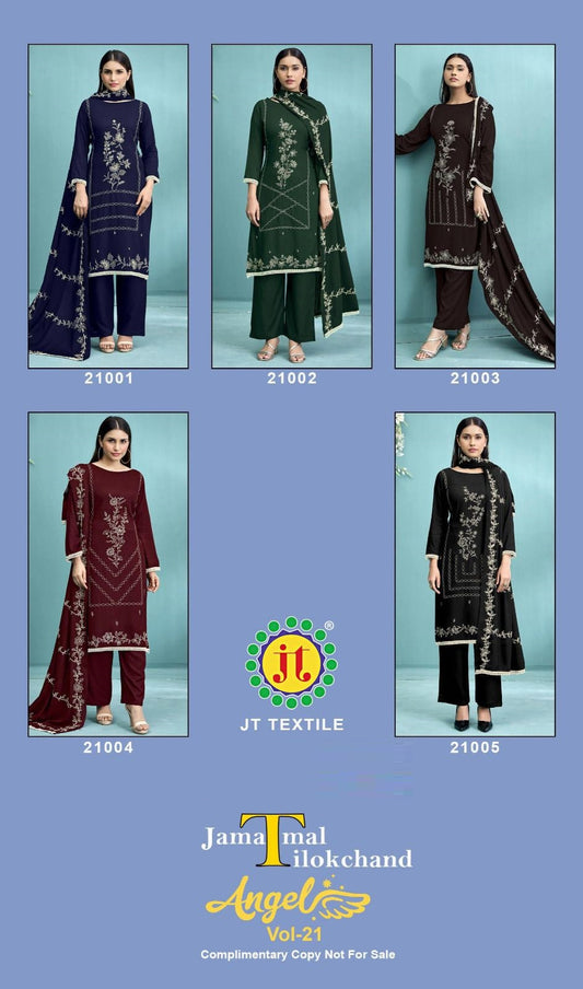 Angel Vol 21 Jt Rayon Pant Style Suits Wholesaler Ahmedabad