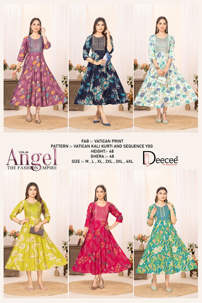 Angel Vol 4 Deecee Vatican Anarkali Kurtis Exporter Gujarat