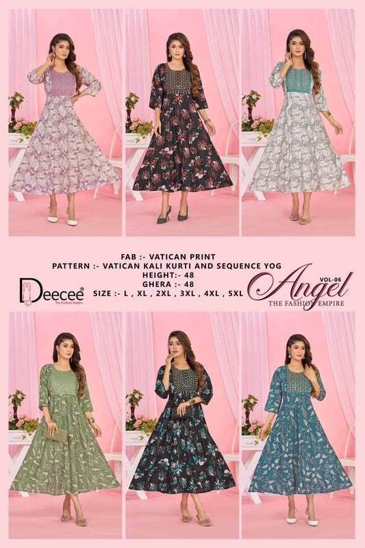 Angel Vol 6 Deecee Vatican Anarkali Kurtis Exporter Gujarat