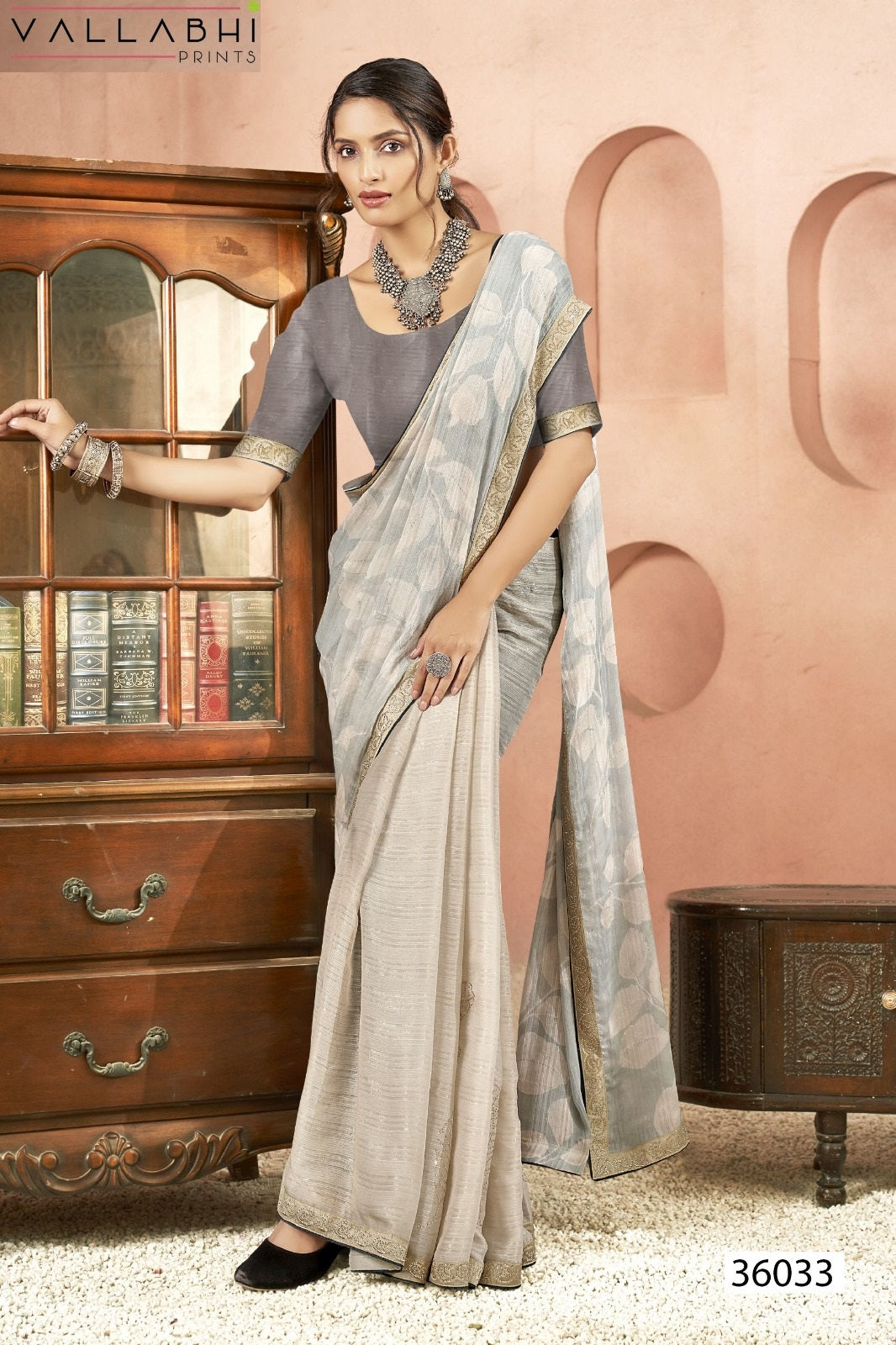 Angelica Vol 2 Vallabhi Prints Chiffon Sarees Supplier Ahmedabad