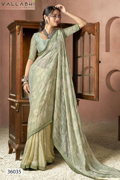 Angelica Vol 2 Vallabhi Prints Chiffon Sarees Supplier Ahmedabad