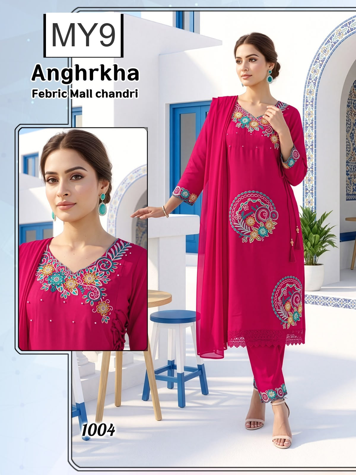 Anghrkha My9 Chanderi Readymade Pant Style Suits Exporter India