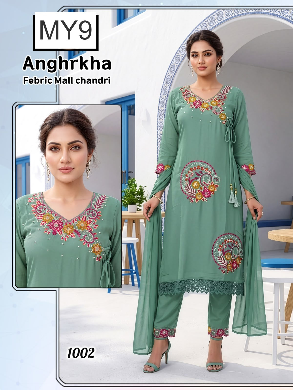 Anghrkha My9 Chanderi Readymade Pant Style Suits Exporter India