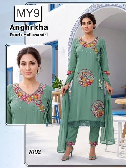 Anghrkha My9 Chanderi Readymade Pant Style Suits Exporter India