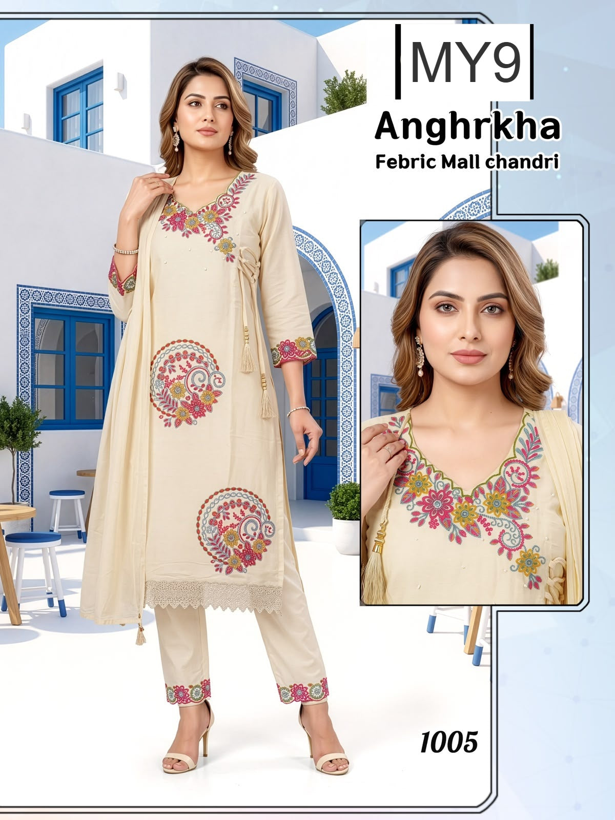 Anghrkha My9 Chanderi Readymade Pant Style Suits Exporter India