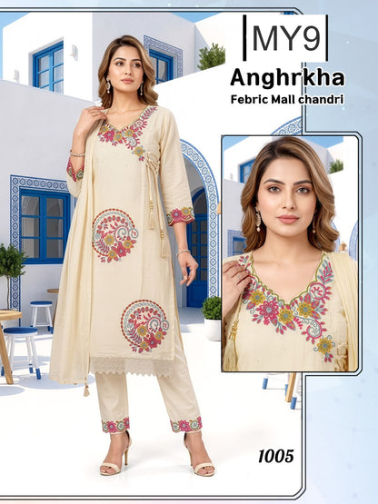 Anghrkha My9 Chanderi Readymade Pant Style Suits Exporter India