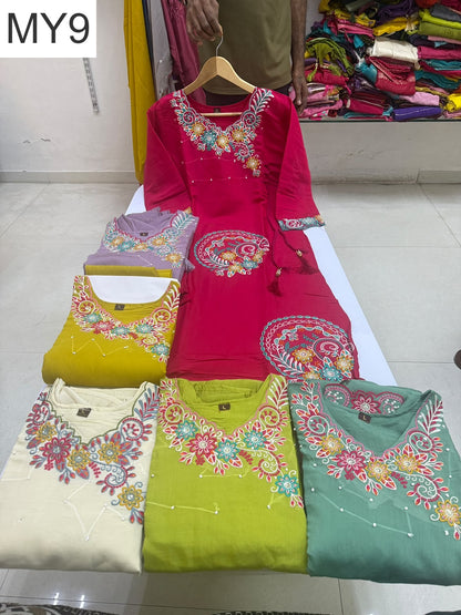 Anghrkha My9 Chanderi Readymade Pant Style Suits Exporter India