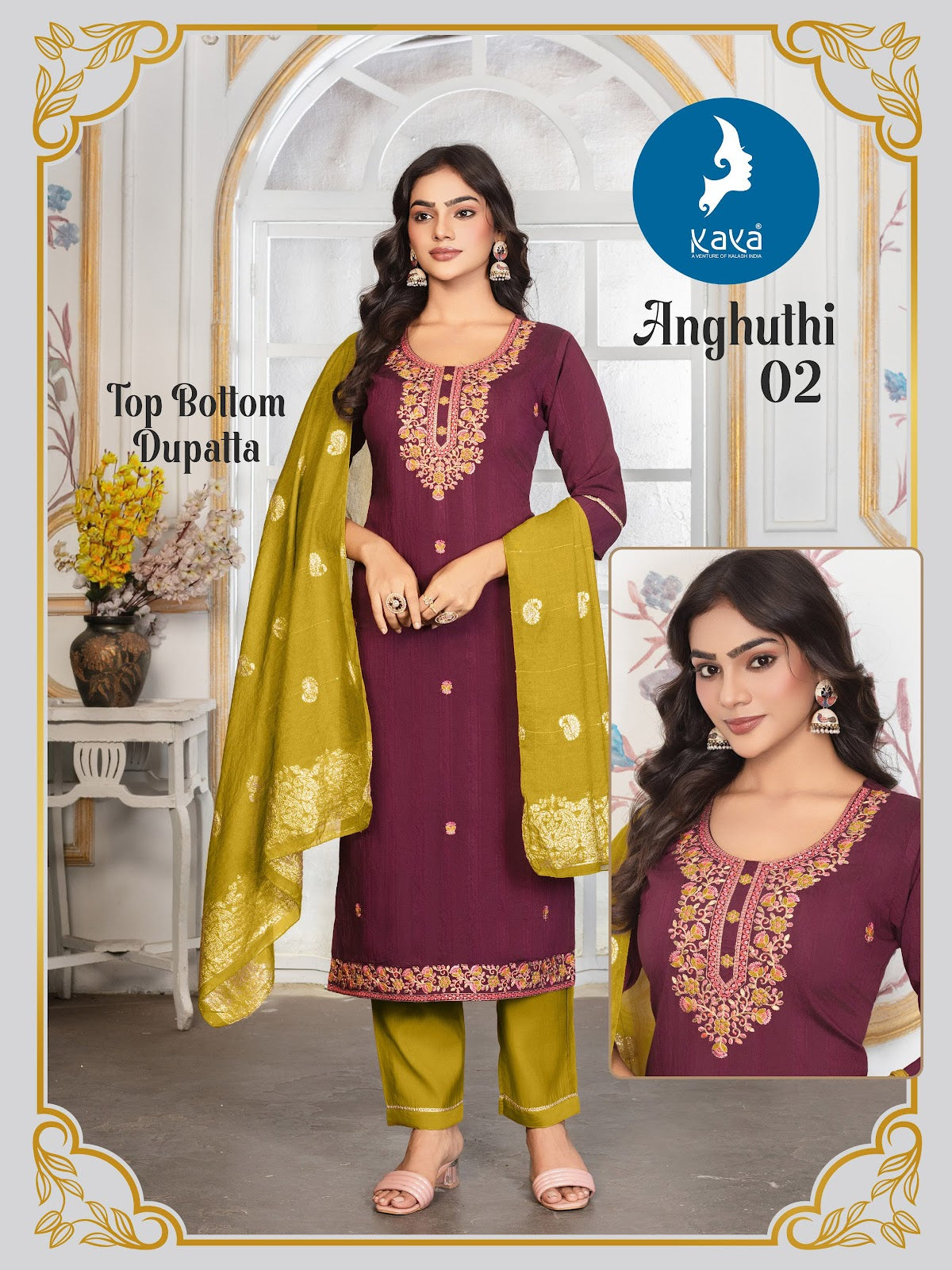 Anghuthi Kaya Roman Readymade Pant Style Suits Supplier Ahmedabad