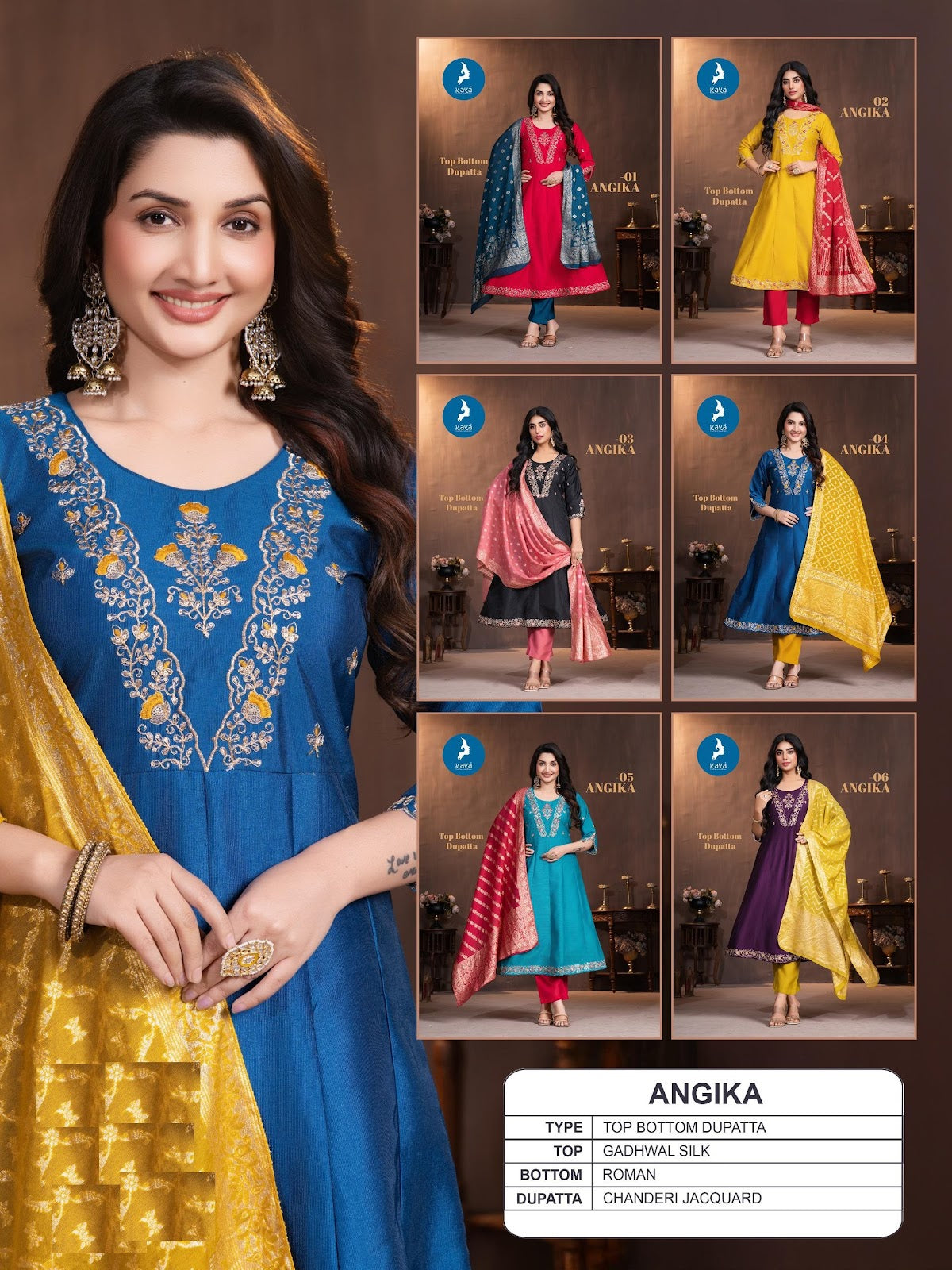 Angika Kaya Gadwal Silk Readymade Anarkali Suits Exporter Ahmedabad