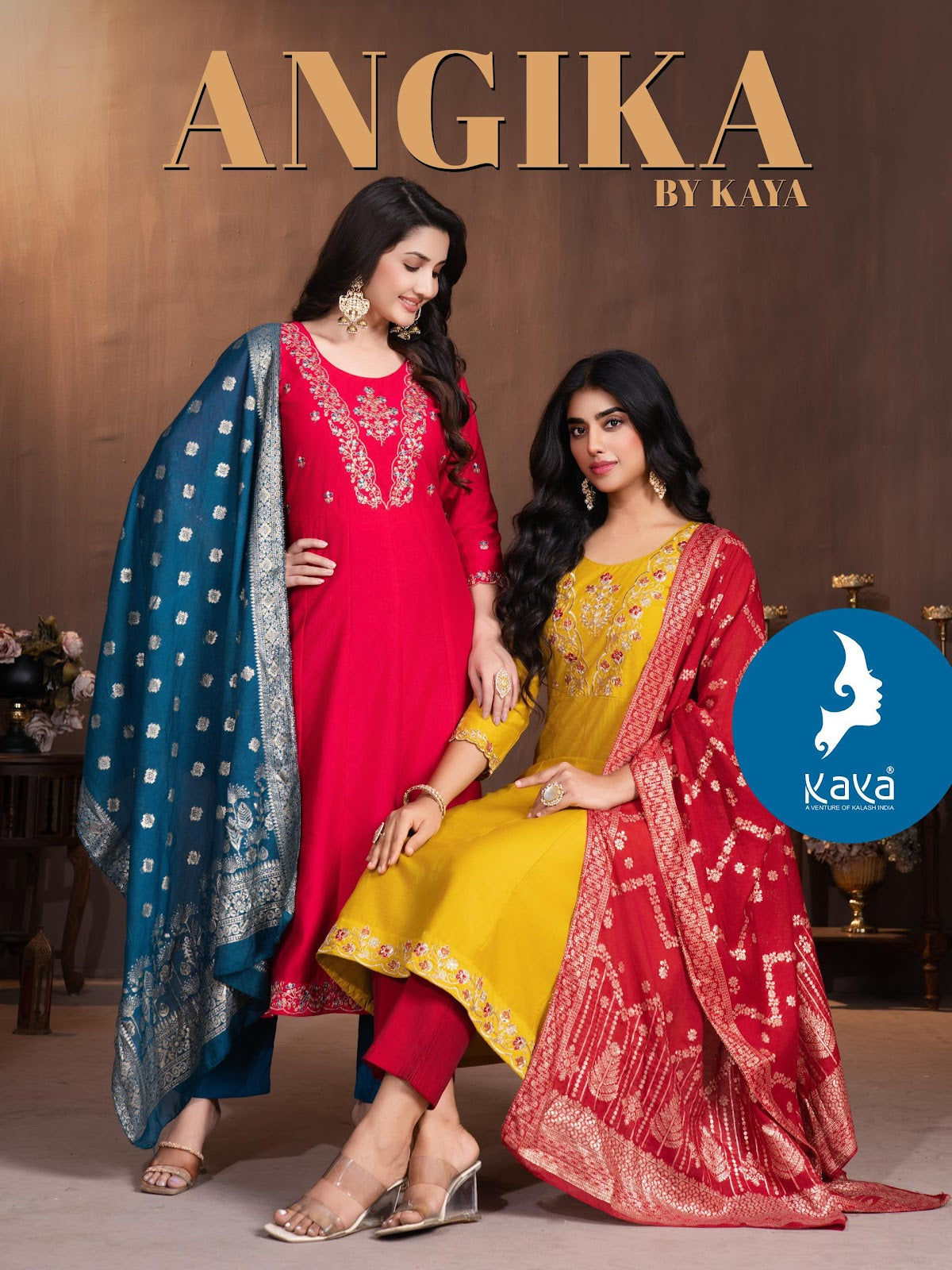 Angika Kaya Gadwal Silk Readymade Anarkali Suits Exporter Ahmedabad