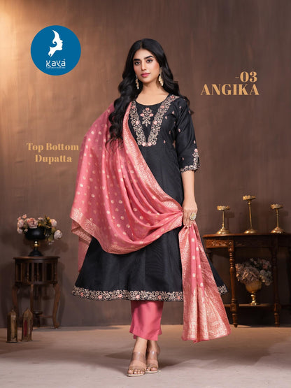 Angika Kaya Gadwal Silk Readymade Anarkali Suits Exporter Ahmedabad