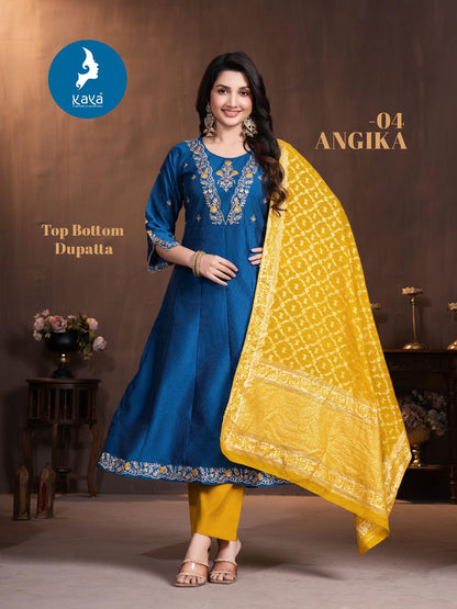Angika Kaya Gadwal Silk Readymade Anarkali Suits Exporter Ahmedabad