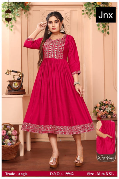 Angle Jnx Vatican Anarkali Kurtis Wholesale Rate