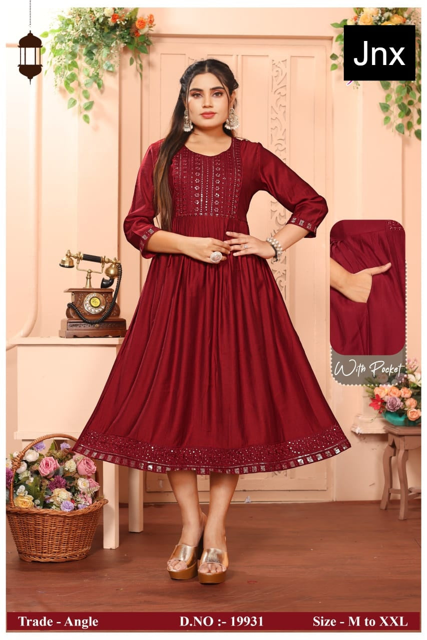 Angle Jnx Vatican Anarkali Kurtis Wholesale Rate