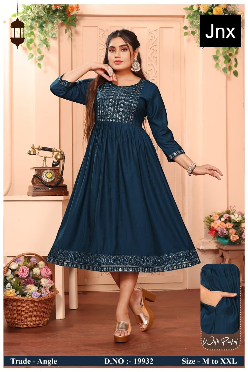 Angle Jnx Vatican Anarkali Kurtis Wholesale Rate
