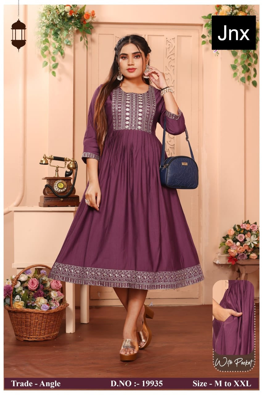 Angle Jnx Vatican Anarkali Kurtis Wholesale Rate