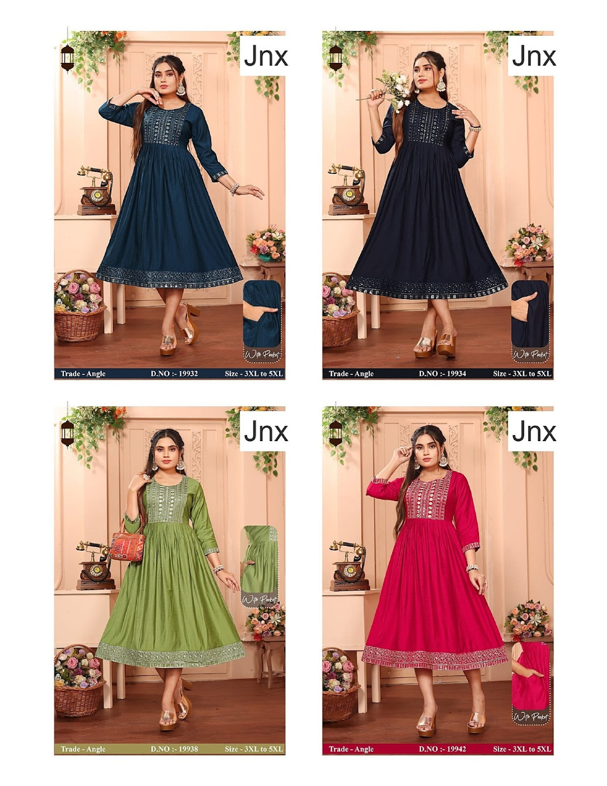 Angle Plus Size Jnx Vertican Anarkali Kurtis Exporter Ahmedabad