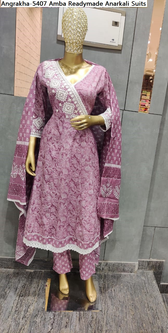 Angrakha-5407 Amba Pure Cotton Readymade Anarkali Suits Wholesale