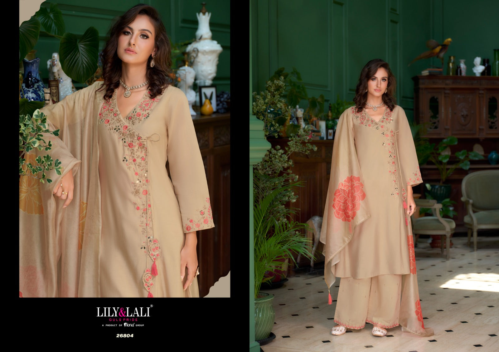 Angrakhha Lily Lali Roman Silk Readymade Plazzo Style Suits Manufacturer Gujarat