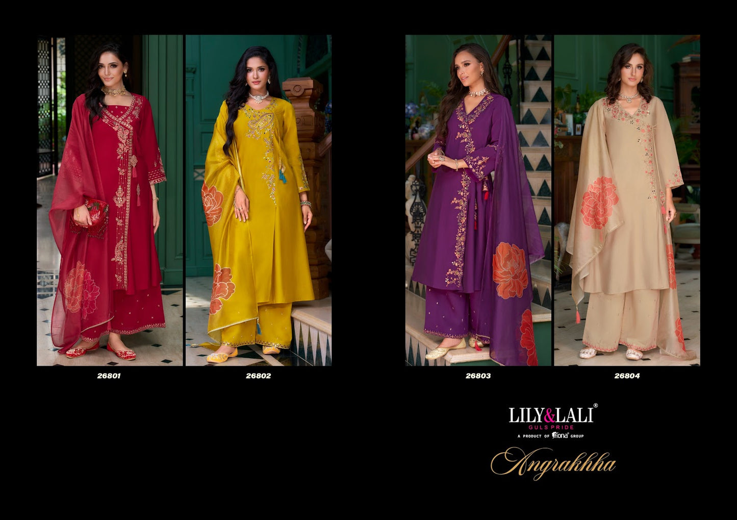 Angrakhha Lily Lali Roman Silk Readymade Plazzo Style Suits Manufacturer Gujarat