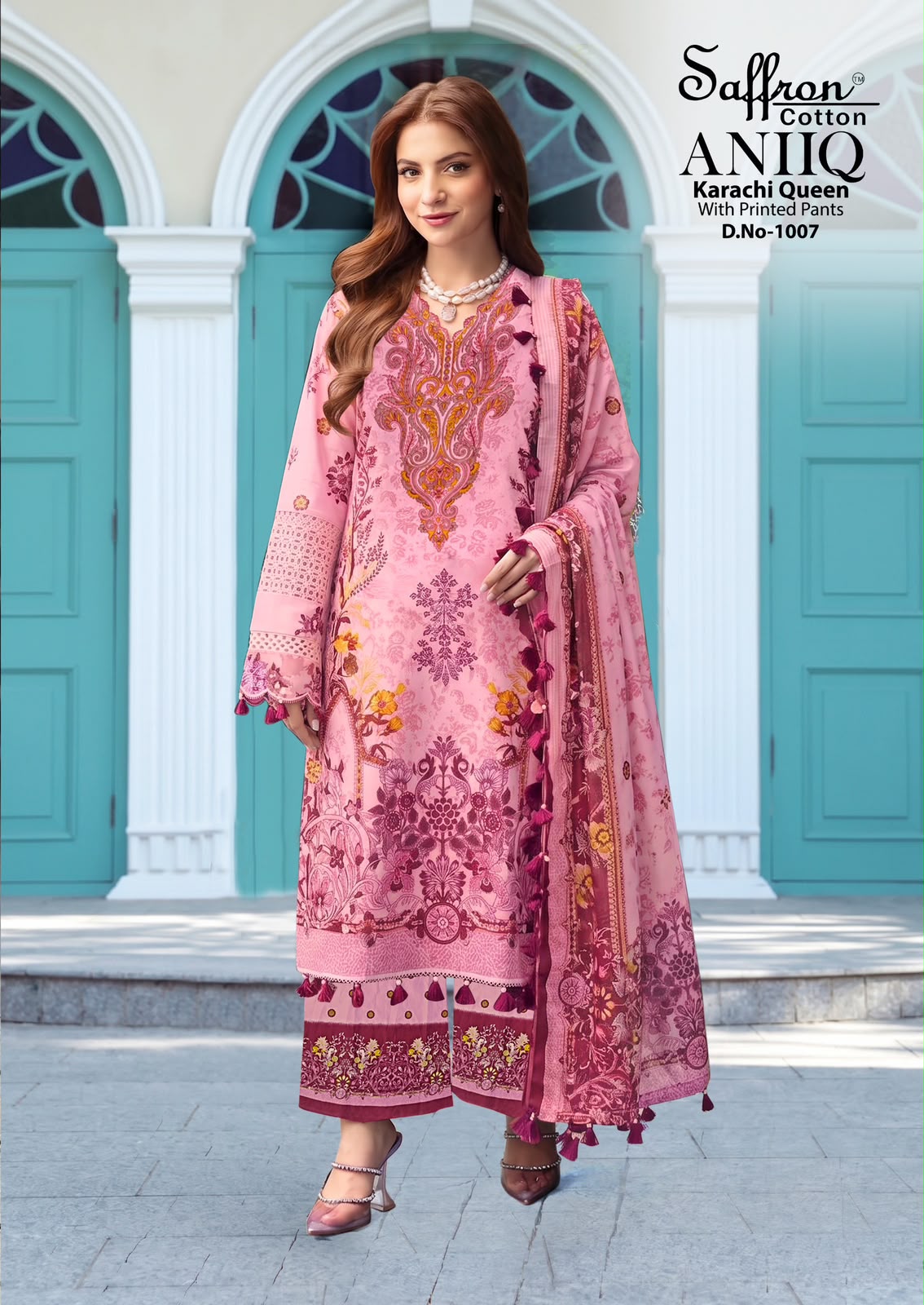Aniiq Saffron Cotton Karachi Salwar Suits Manufacturer Gujarat